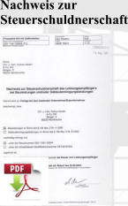 Nachweis zur Steuerschuldnerschaft
